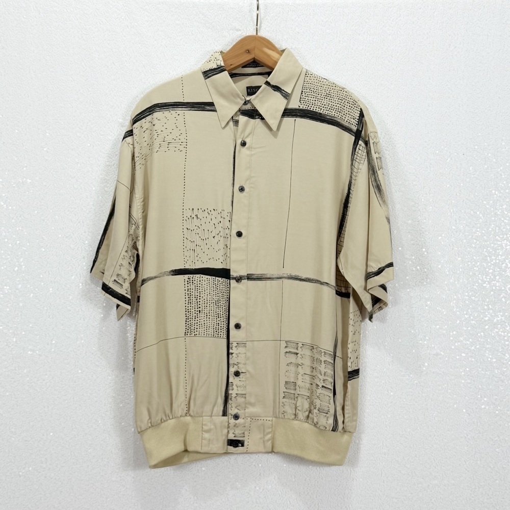 Vintage Riscatto Rayon Short Sleeve Shirt | Abstract Geometric Print
